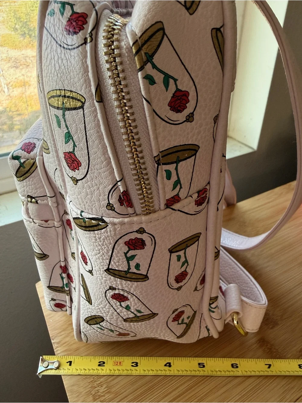 Disney Loungefly Pink Beauty and the Beast Rose Dome Mini Backpack